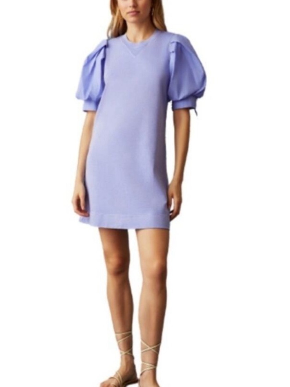 Puff-Sleeve Mini Dress in Lavender